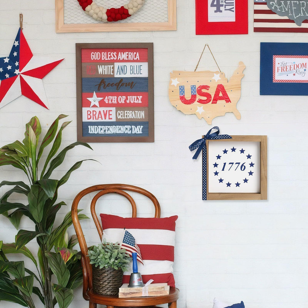 4th of July Patriotic Wooden Frame - Pledge of Allegiance Wall Decor
