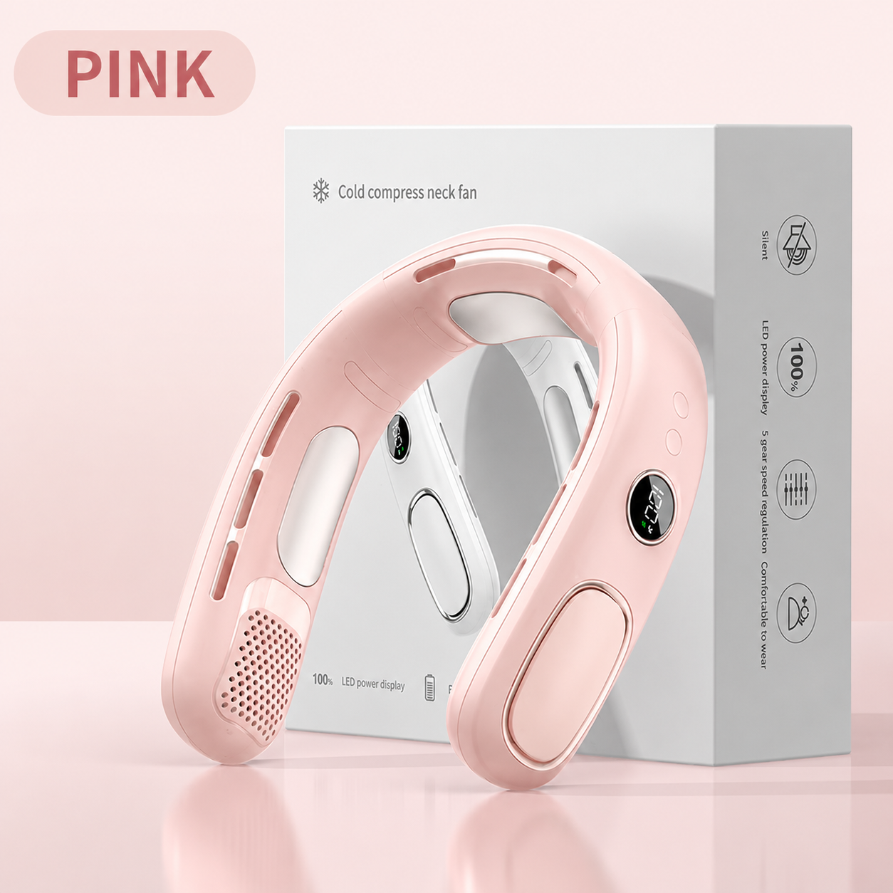 Cooling Neck Fan Pro1 – 360° Wearable Portable Air Conditioner with Semiconductor Cooling, 5-Speed Turbo Airflow & 17H Battery