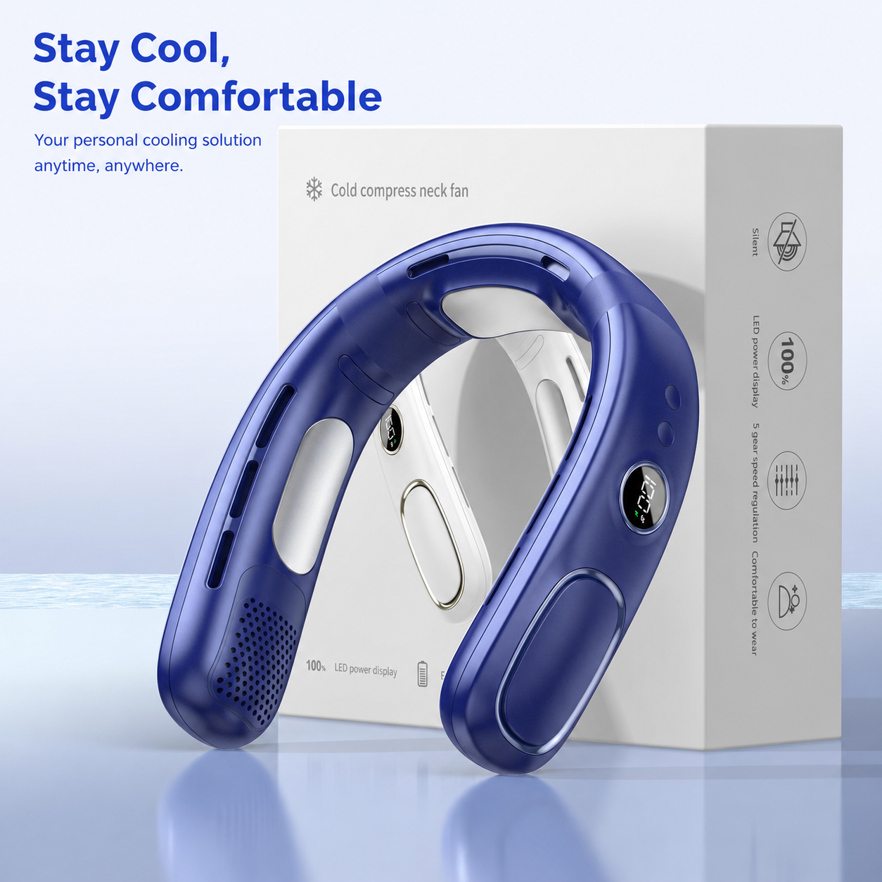 Cooling Neck Fan Pro1 – 360° Wearable Portable Air Conditioner with Semiconductor Cooling, 5-Speed Turbo Airflow & 17H Battery