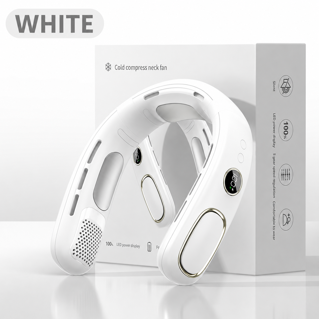 Cooling Neck Fan Pro1 – 360° Wearable Portable Air Conditioner with Semiconductor Cooling, 5-Speed Turbo Airflow & 17H Battery